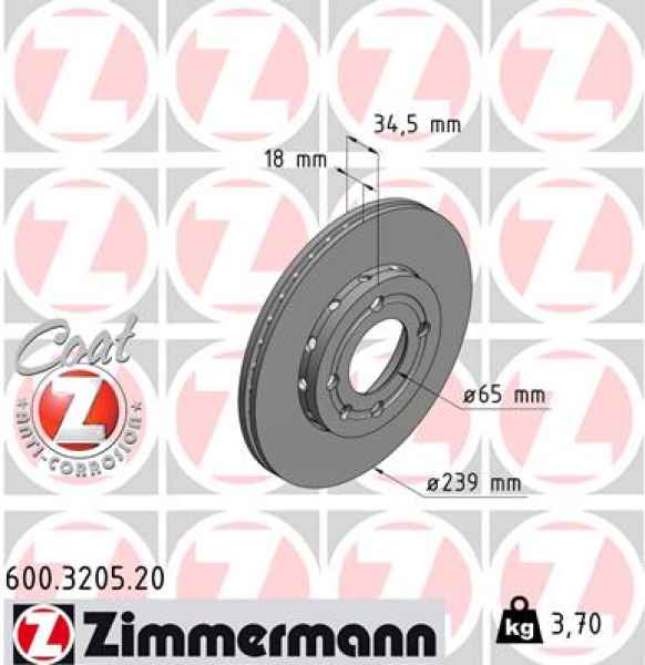 Zimmermann Brake Disc for SEAT AROSA (6H) front