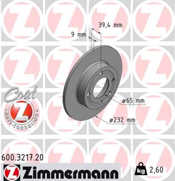 Zimmermann Brake Disc for SEAT CORDOBA (6K1, 6K2) rear