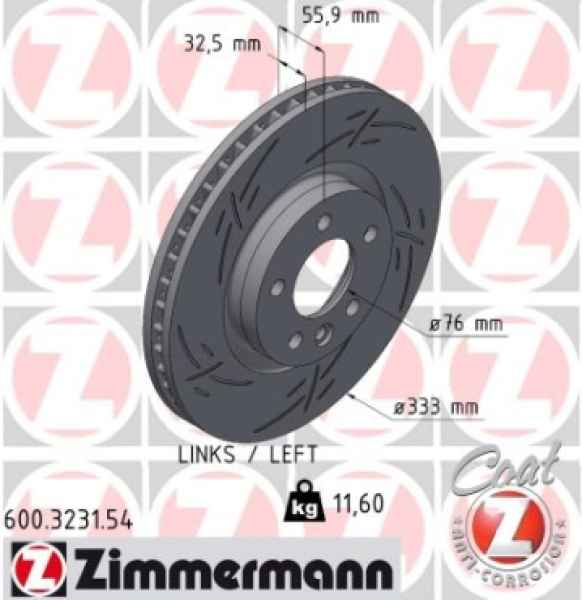 Zimmermann Sportbremsscheibe Black Z für VW TRANSPORTER T5 Bus (7HB, 7HJ, 7EB, 7EJ) vorne links