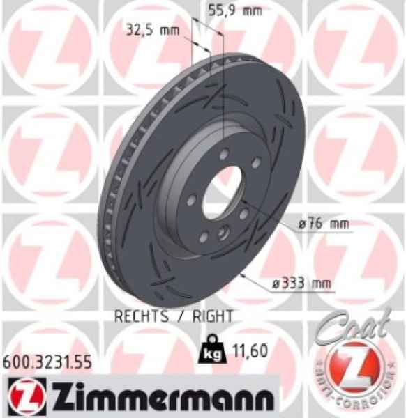 Zimmermann Sport Brake Disc for VW TRANSPORTER T5 Pritsche/Fahrgestell (7JD, 7JE, 7JL, 7JY, 7JZ front right