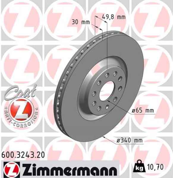Zimmermann Brake Disc for SKODA SUPERB III (3V3) front