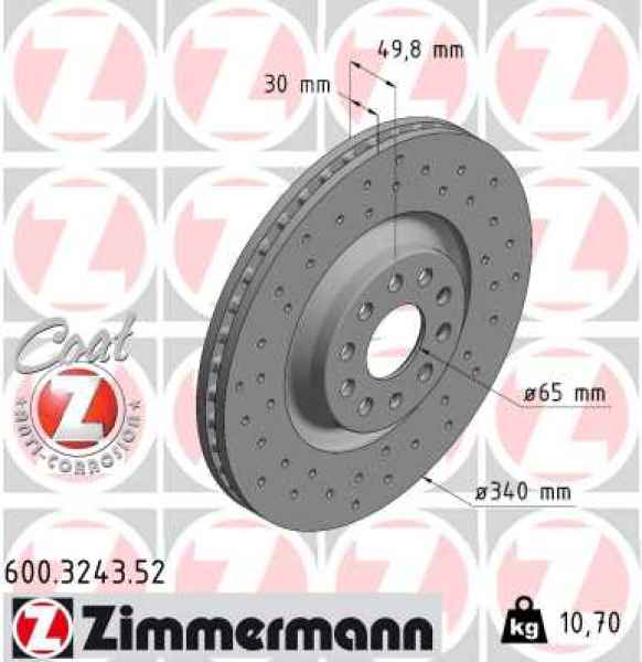 Zimmermann Sport Brake Disc for SKODA SUPERB III (3V3) front