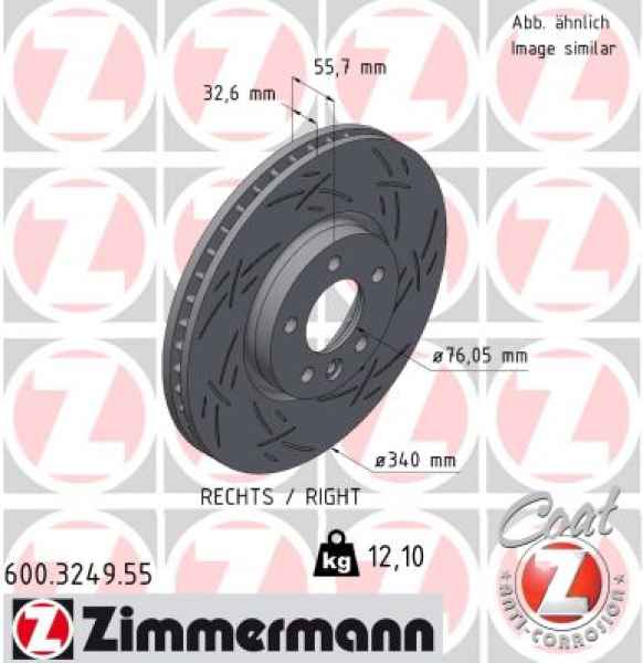 Zimmermann Sportbremsscheibe Black Z für BENTLEY CONTINENTAL Cabriolet (3W_, 394) vorne rechts