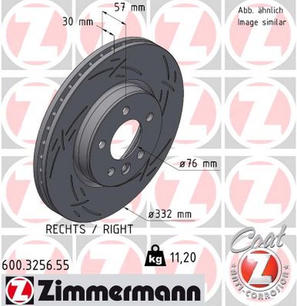 Zimmermann Sportbremsscheibe Black Z für VW AMAROK (2HA, 2HB, S1B, S6B, S7A, S7B) vorne rechts