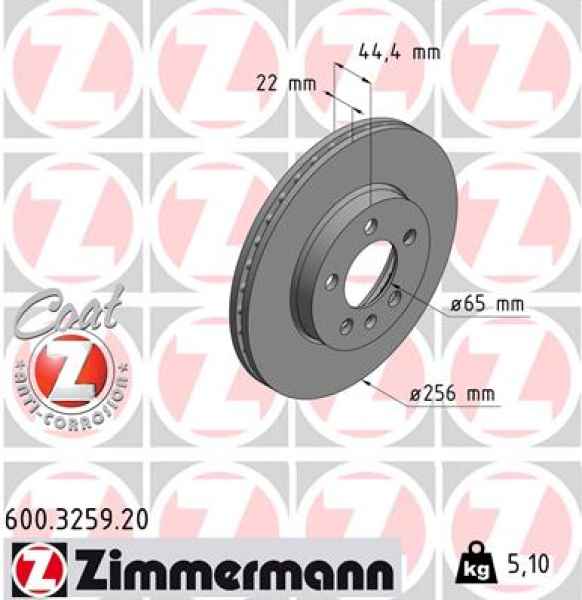 Zimmermann Brake Disc for AUDI A1 CITY CARVER (GBH) front