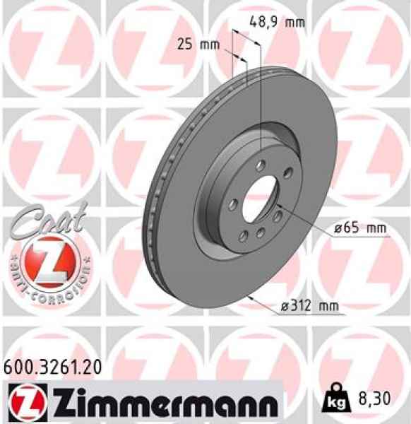 Zimmermann Bremsscheibe für VW POLO (AW1, BZ1) vorne