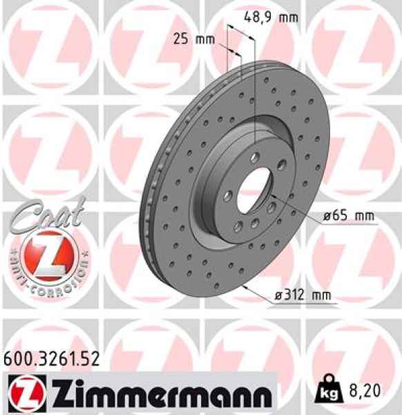 Zimmermann Sport Brake Disc for VW POLO (AW1, BZ1) front