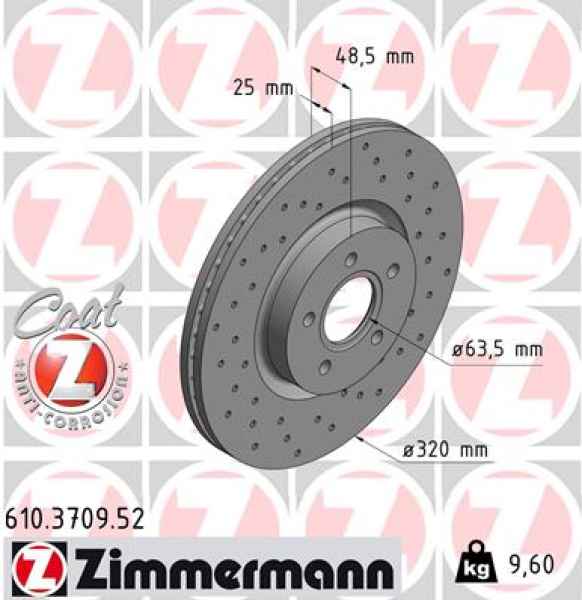 Zimmermann Sport Brake Disc for FORD FOCUS II (DA_, HCP, DP) front